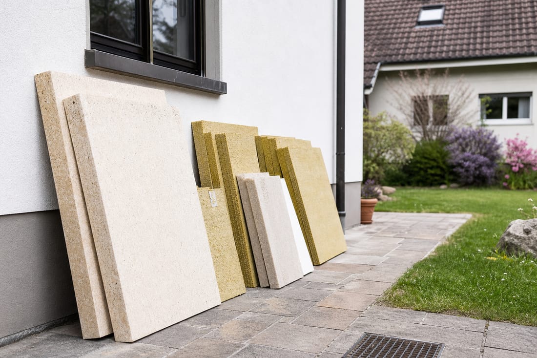 Beispiel: Dämmplatten bereit für ein Einfamilienhaus